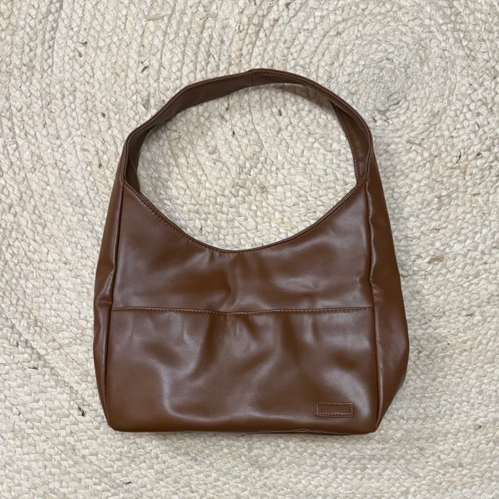 Oomay Classic Brown Leatherette Hobo Bag